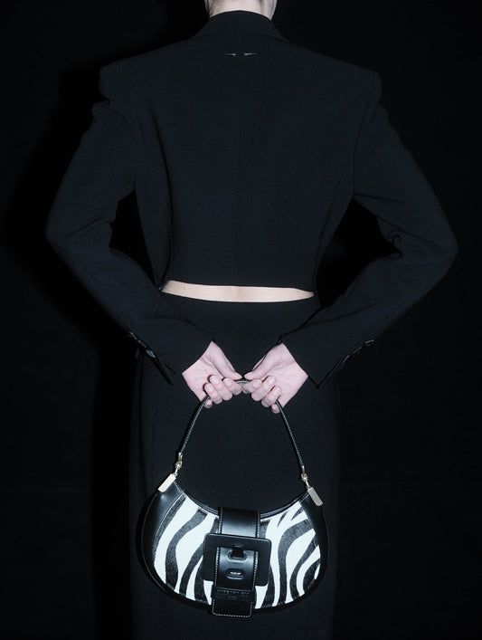 Zebra print calf hair leather KISS ME bag
