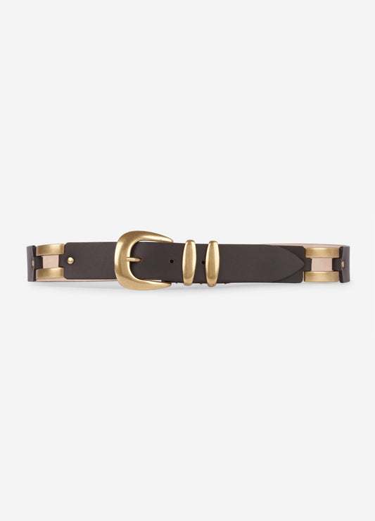 Brown leather cowboy belt