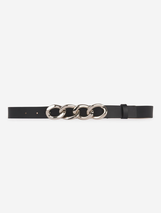Medium black leather belt