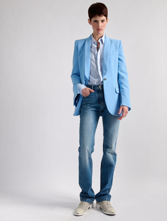 Zipped-sleeve suit jacket in blue caddy