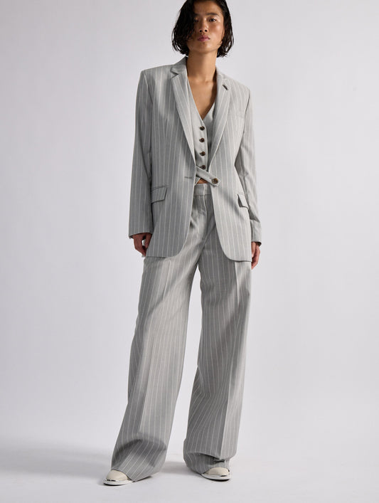 Gray tennis stripe straight jacket