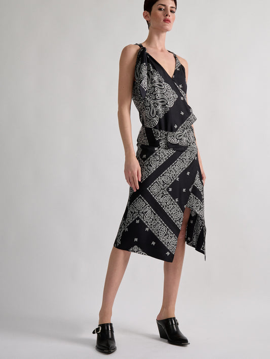 Bandana-print silk twill scarf dress
