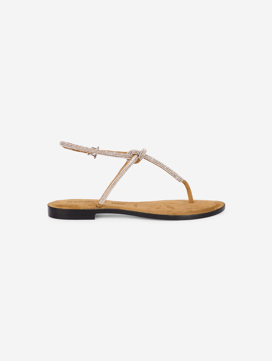 Rhinestone caramel suede sandals