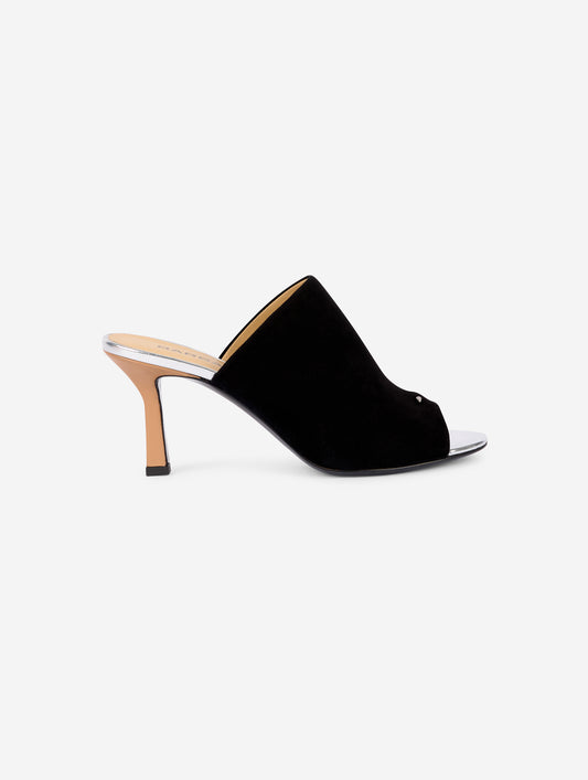 Mules in black suede
