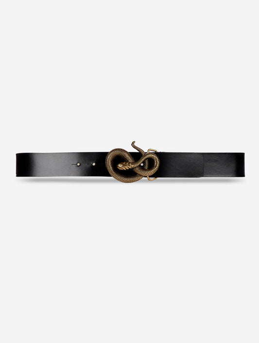 Large belt in black leather