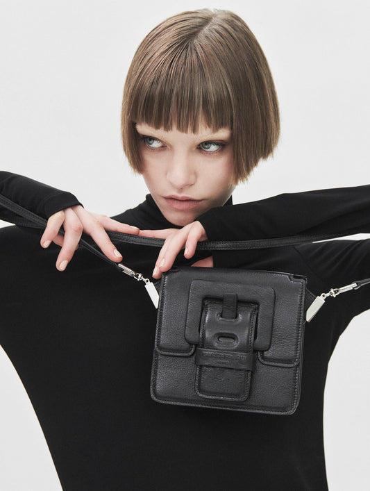 Small black leather "Love Me" bag  
