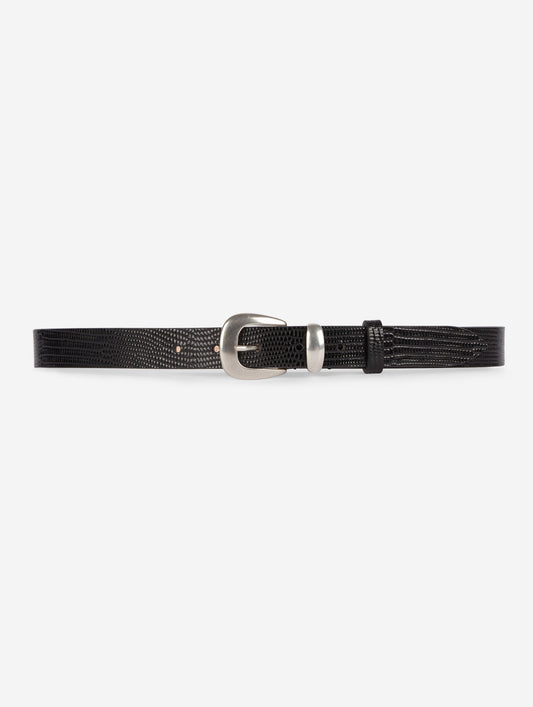 thin black lizard skin belt