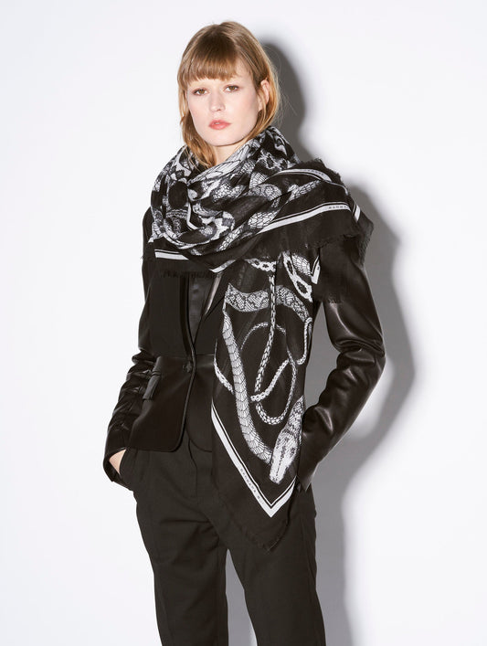 Black and white snake print scarf