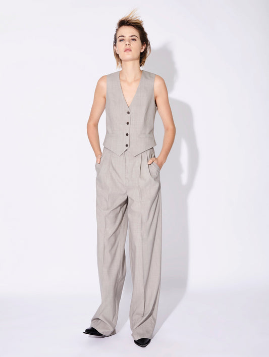 Taupe grey alpaca suit waistcoat