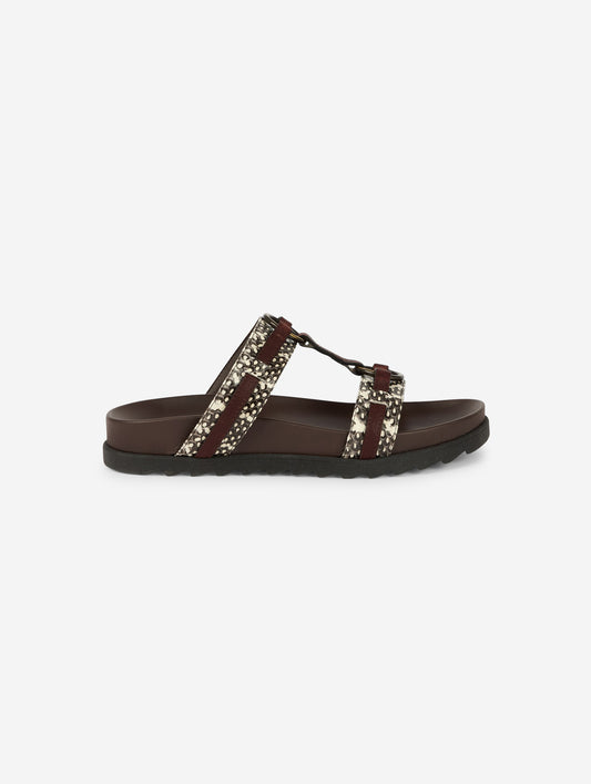 Ivory and black watersnake anatomic sandals