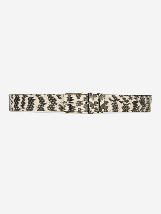 Ivory and black watersnake belt