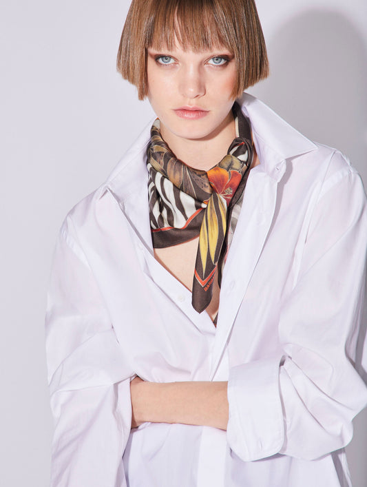 Tropical print silk scarf