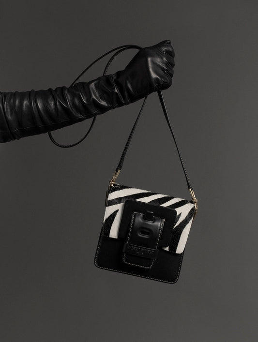 Zebra print calf hair leather "Love Me" bag