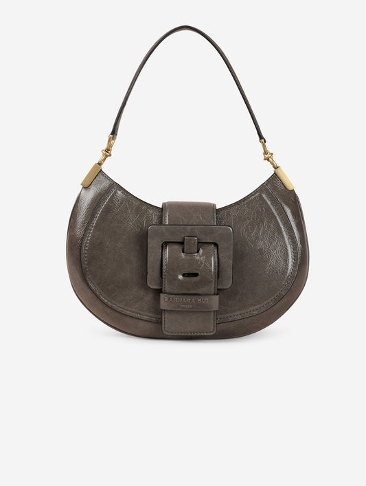 Grey patent leather KISS ME bag 