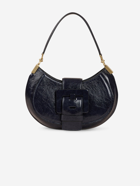 Navy blue patent leather KISS ME bag