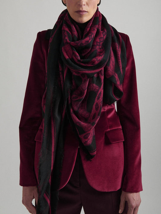 Pomegranate and black snake print scarf