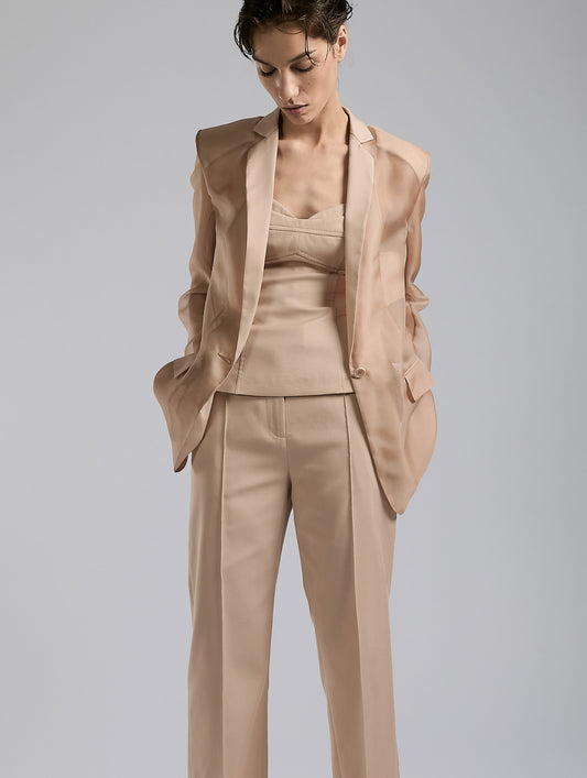 Veste en organza de soie nude