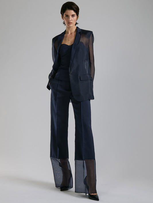 Veste en organza de soie marine