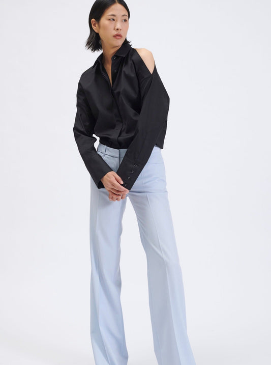 Shoulderless cotton poplin shirt