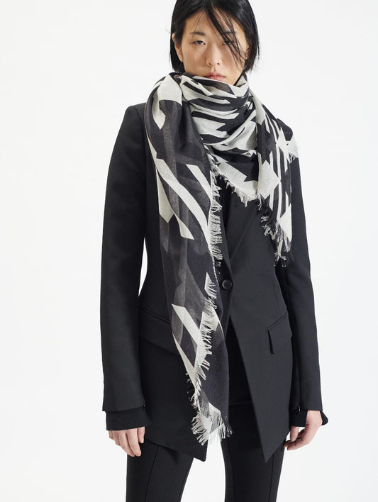 Blue "Check" printed scarf