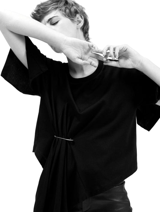 Asymmetrical cotton jersey T-shirt
