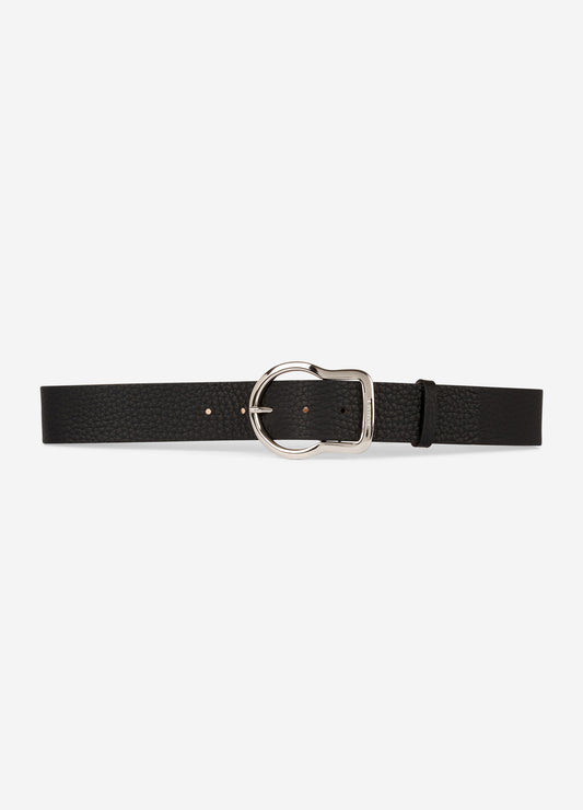 Wide black leather belt