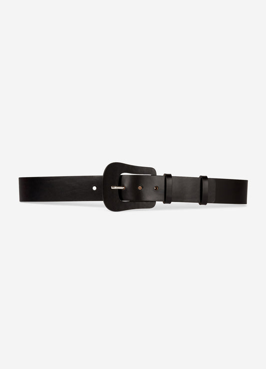 Wide black leather belt